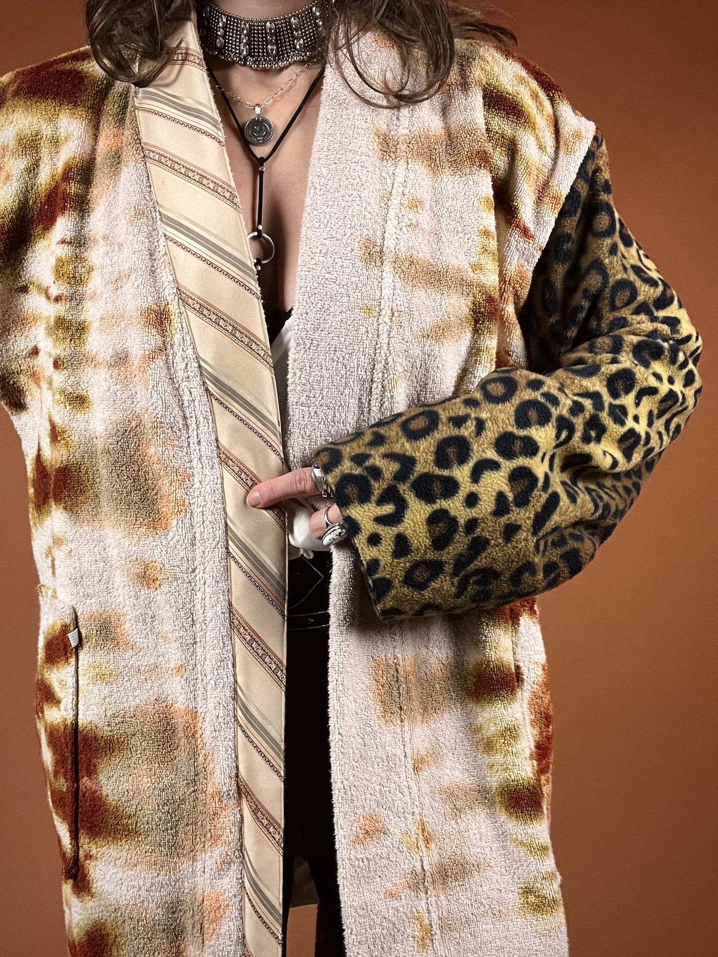 The Tie Dye Leopard Smoking Robe - XL