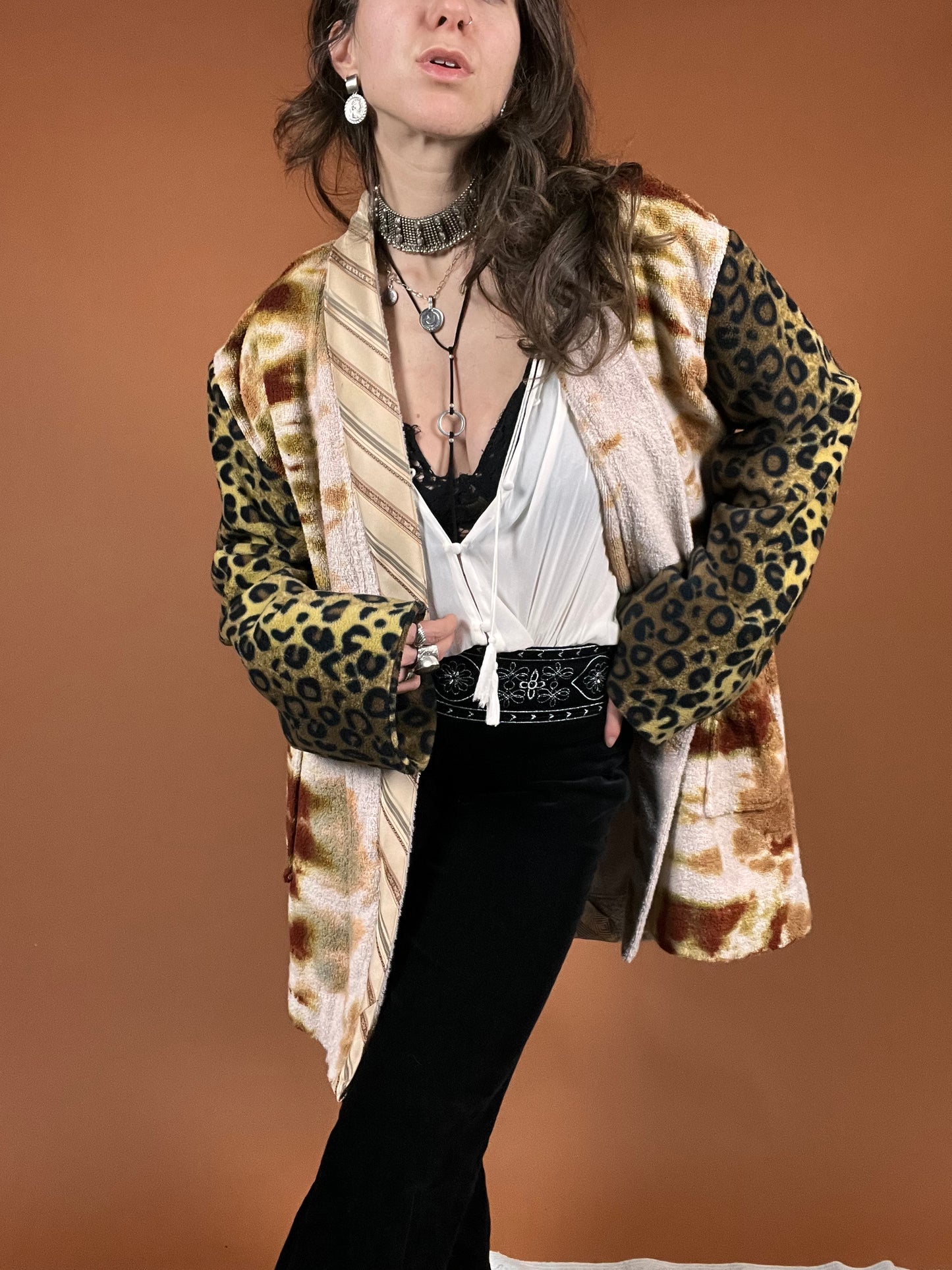 The Tie Dye Leopard Smoking Robe - XL