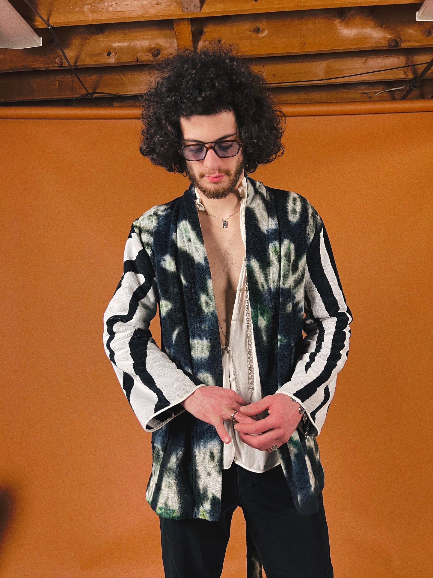 The Tie Dye Zebra Smoking Robe - Large