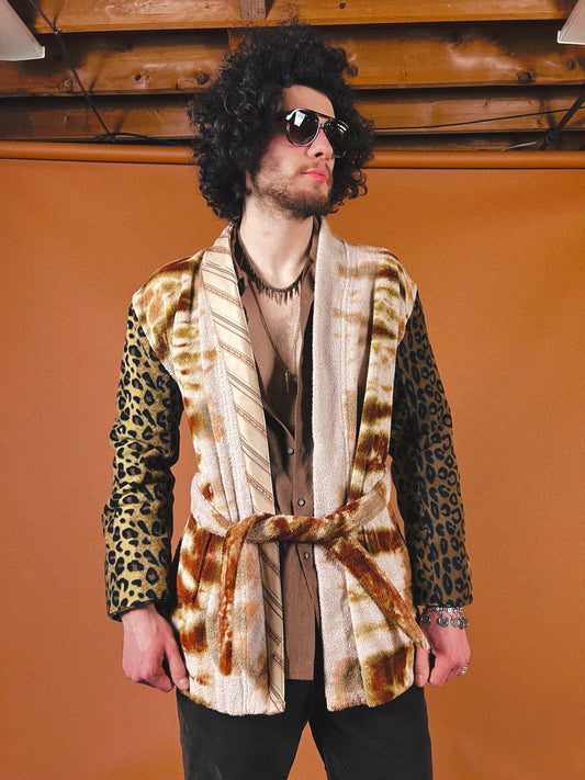 The Tie Dye Leopard Smoking Robe - XL