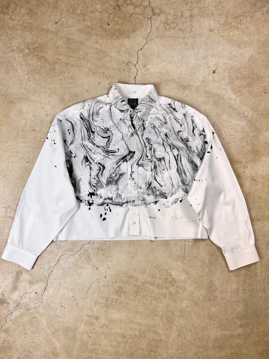 The Black Marbled Cropped Oxford - XXL