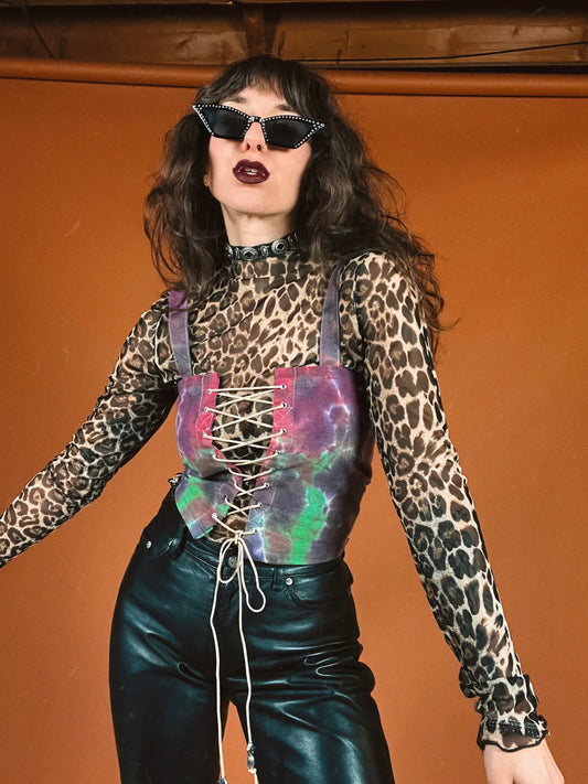 The Lace Up Reversible Crop Top - Purple